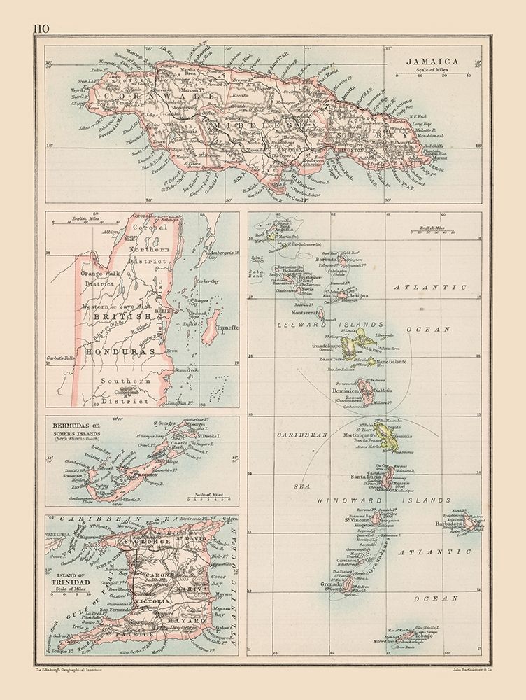 Caribbean Islands - Bartholomew 1892