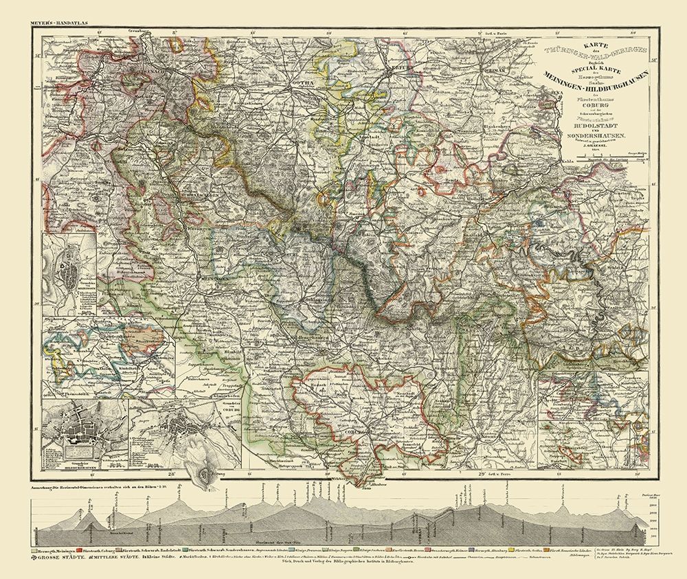Coburg Hildburghausen Region Germany - Meyer 1849
