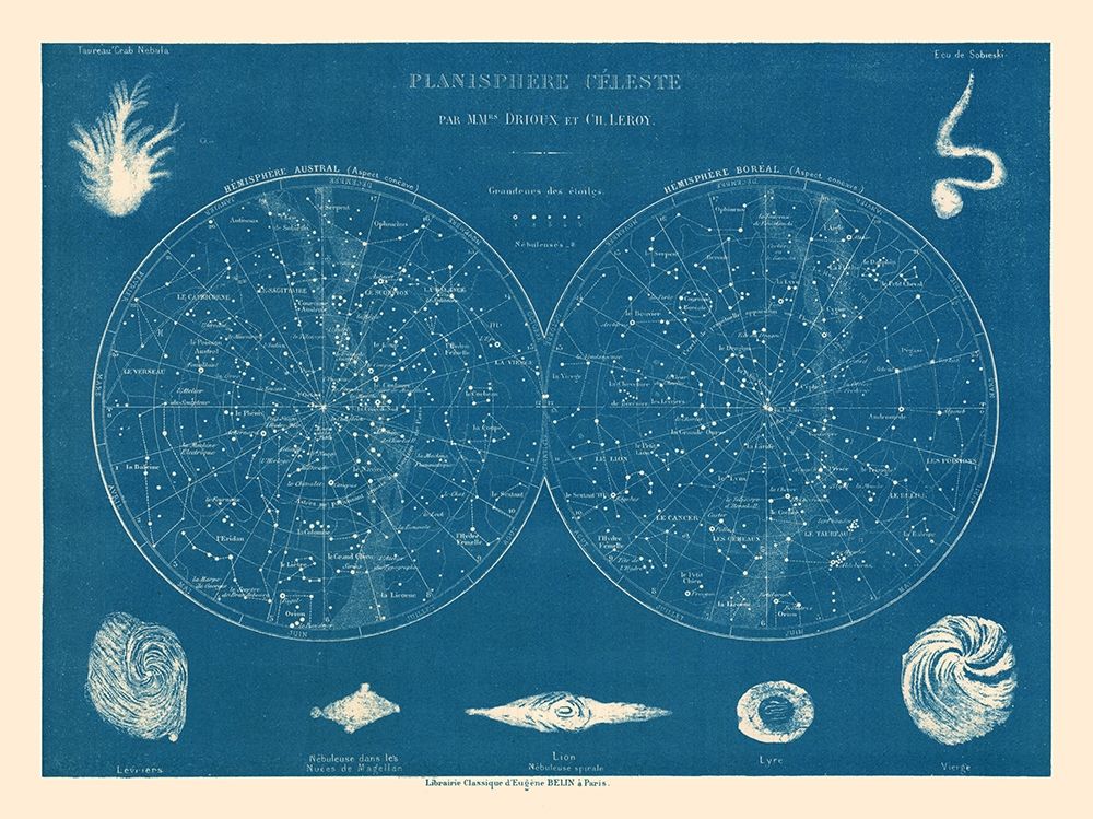 Celestial Planisphere - Drioux 1882