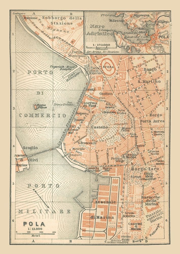 Pula Croatia Europe - Baedeker 1910