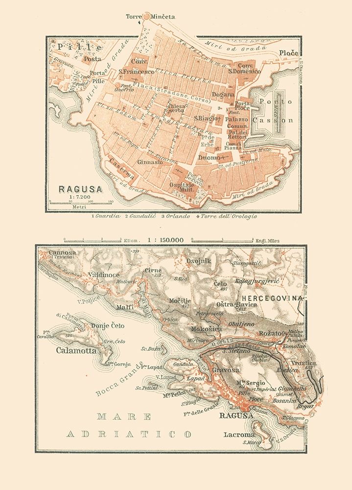 Ragusa Croatia Europe - Baedeker 1910