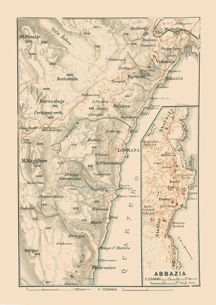 Abbazia Lovrana Croatia Europe - Baedeker 1910