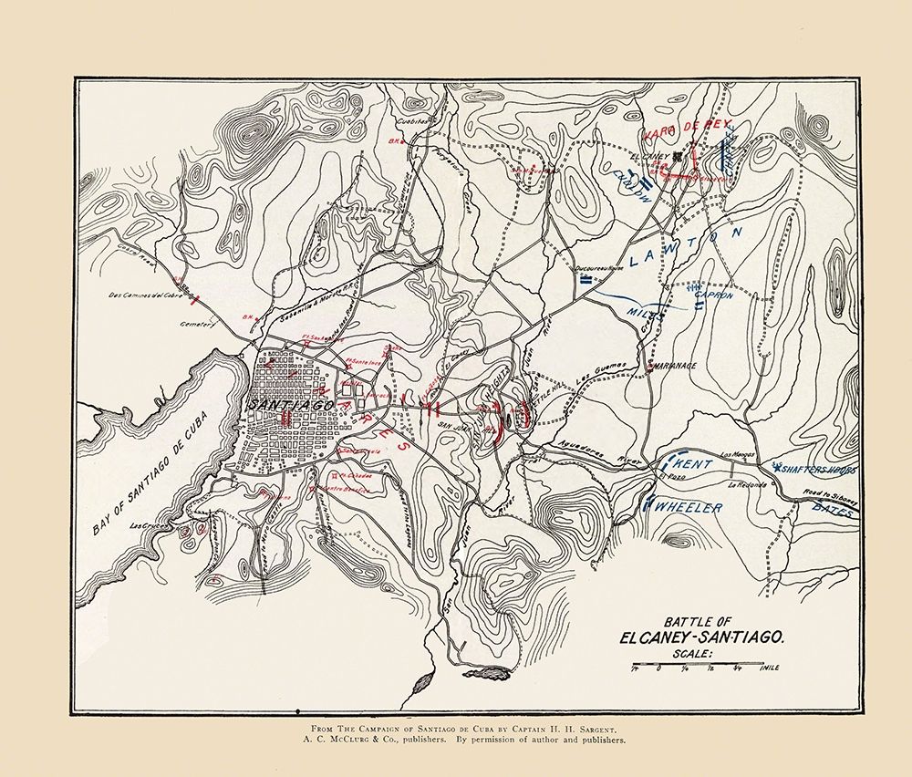 El Carney-Santiago Battle Map 1 of 3 1907