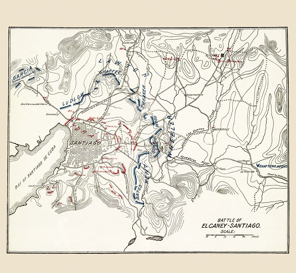 El Carney-Santiago Battle Map 3 of 3 1907