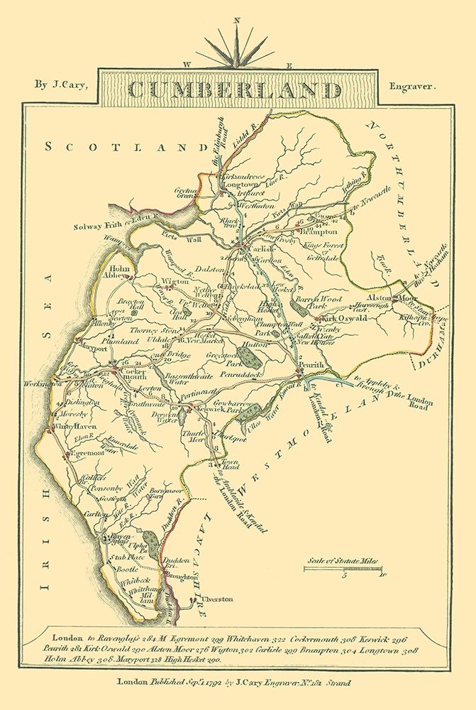 Cumberland County England - Cary 1792