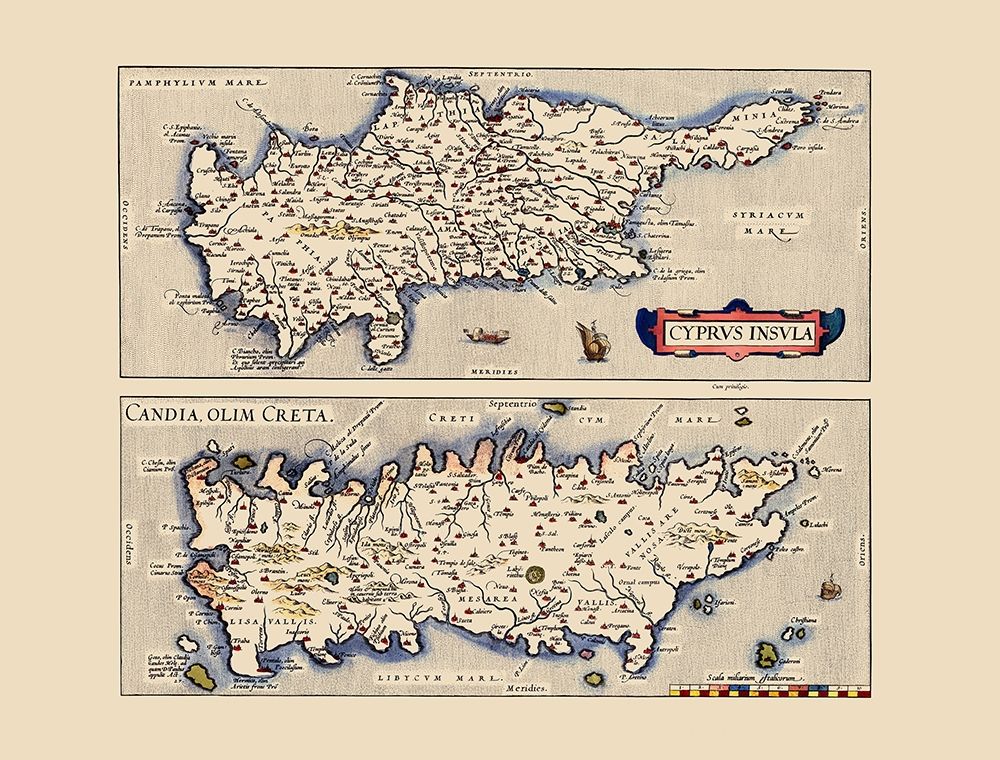Mediterranean Cyprus Crete - Ortelius 1573