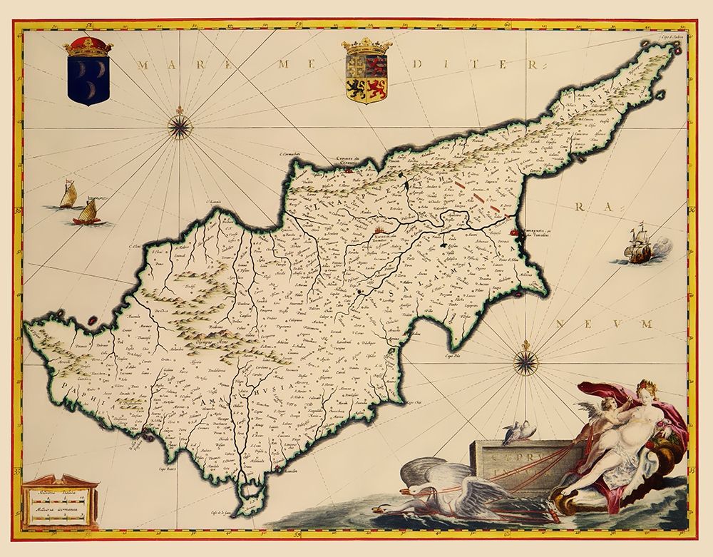Mediterranean Cyprus - Blaeu 1635