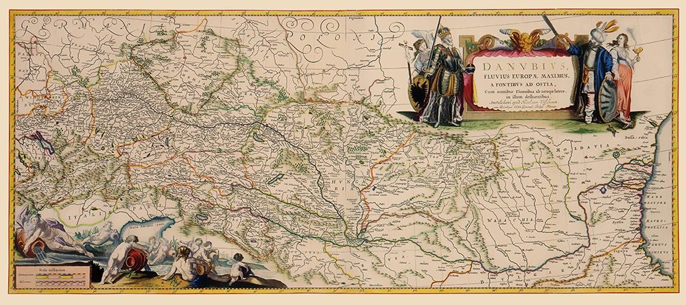 Danube River Course Germany Europe - Blaeu 1681