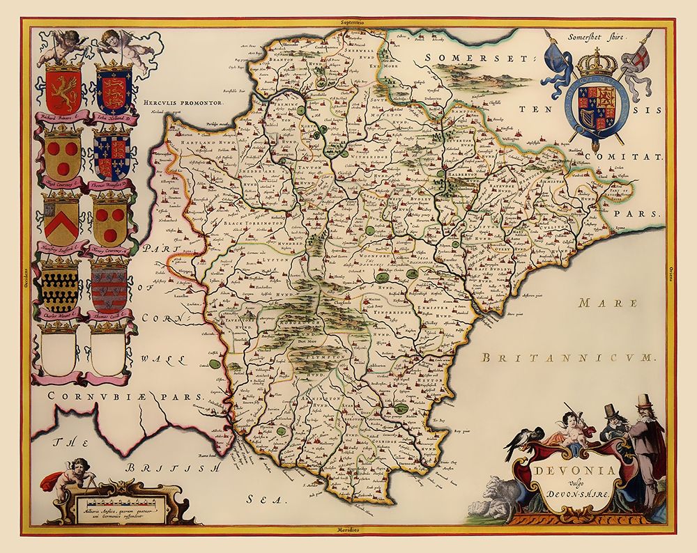 Devon County England - Blaeu 1646