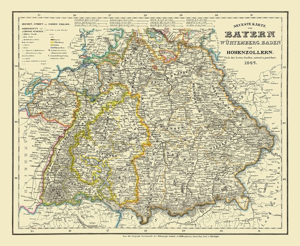 Bavaria Province Germany - 1841