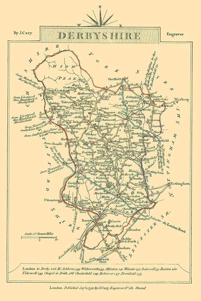 Derbyshire County England - Cary 1792
