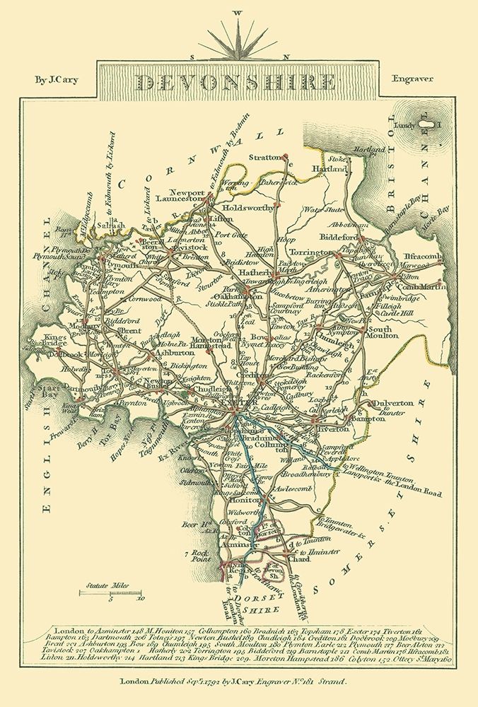 Devonshire County England - Cary 1792