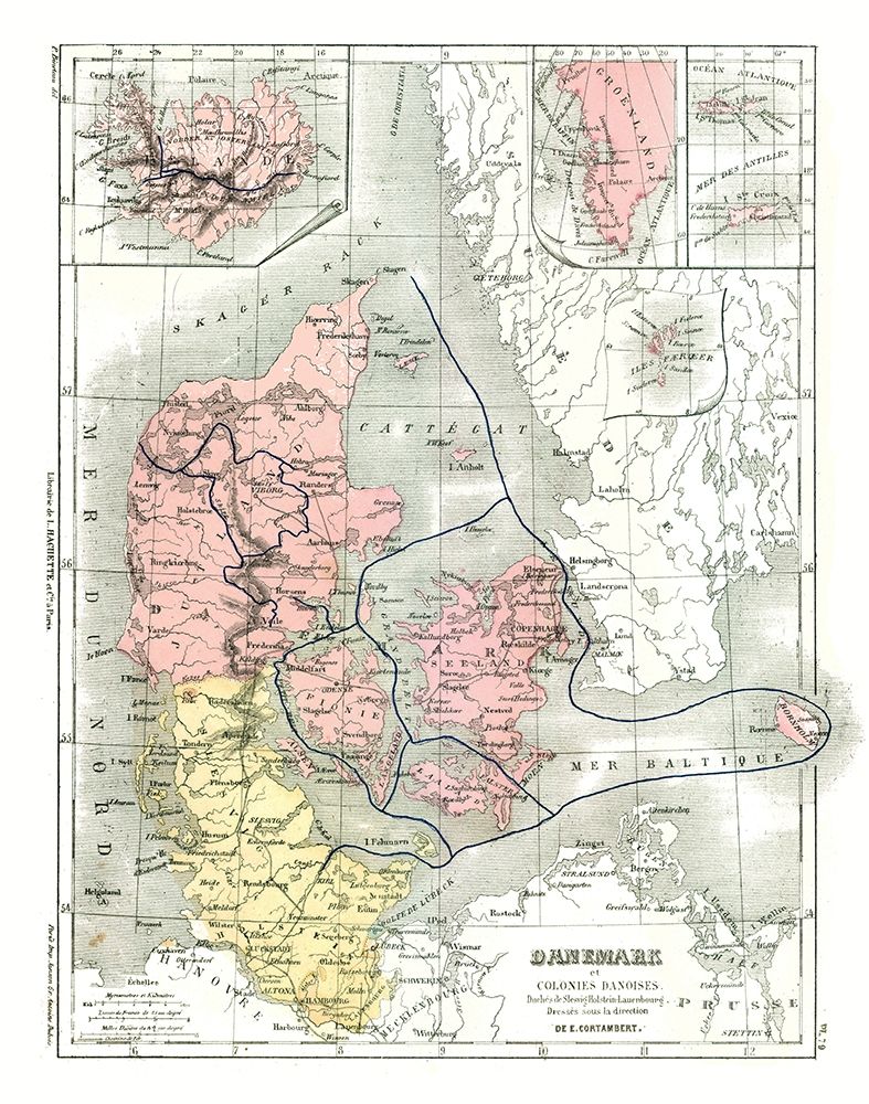 Danish Colonial Empire Denmark - Cortambert 1880