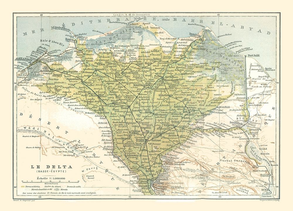 Nile Delta Egypt Africa - Baedeker 1913