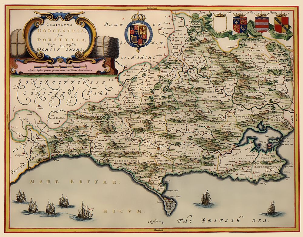 Dorset County England - Blaeu 1646