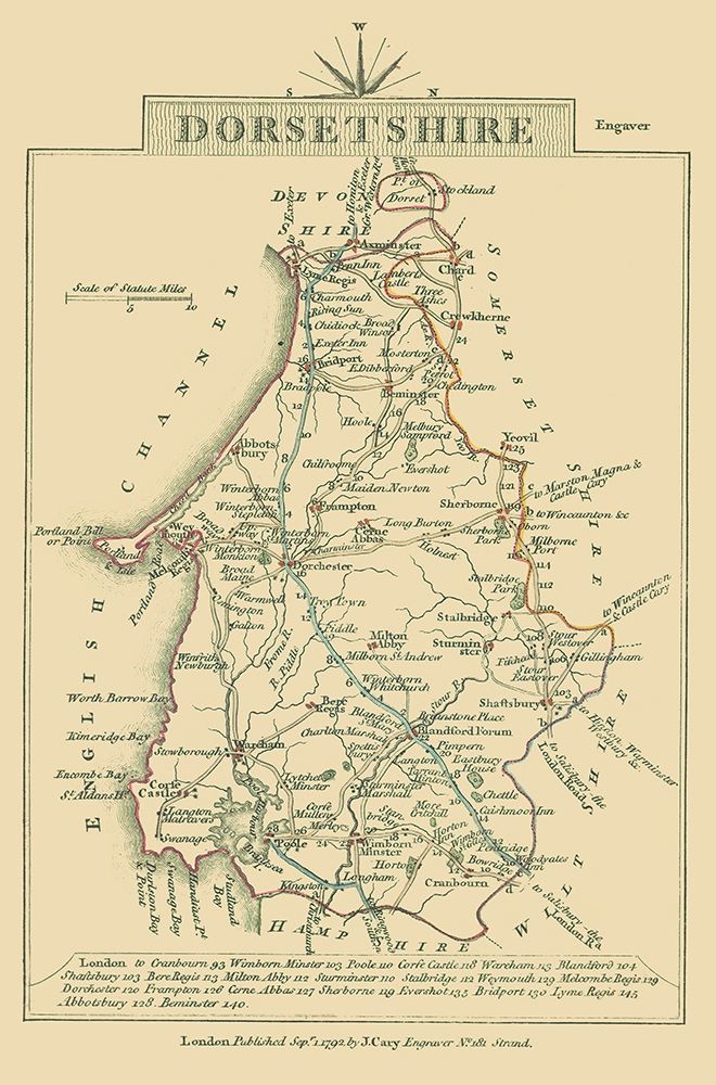 Dorsetshire County England - Cary 1792