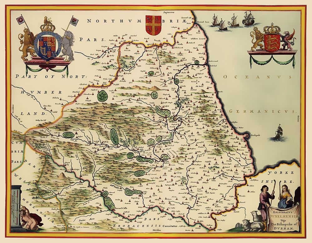 Durham England - Blaeu 1645
