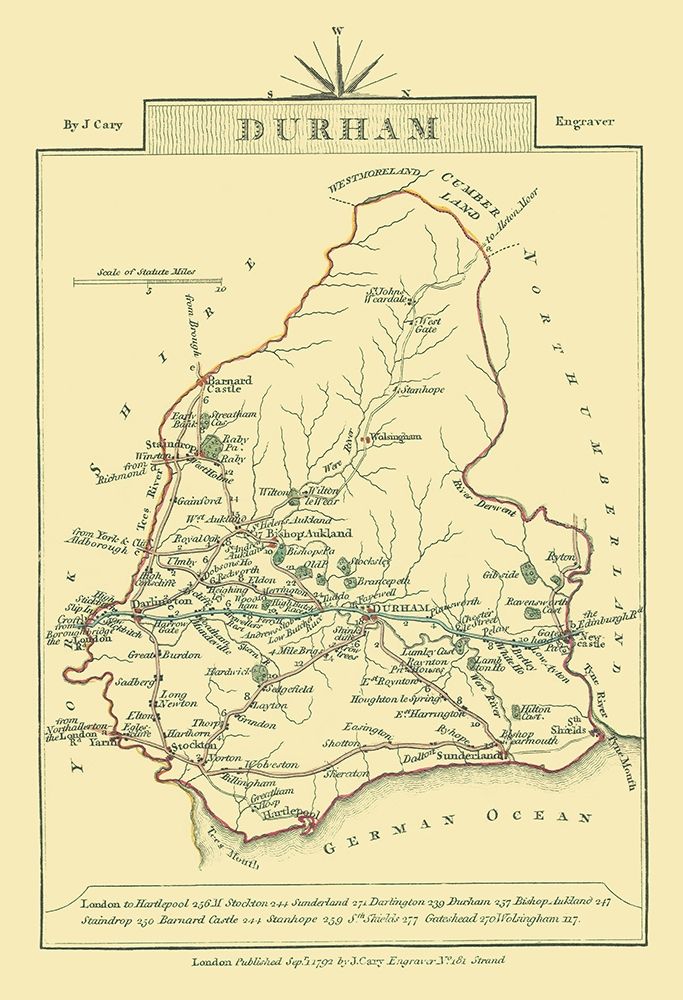 Durham County England - Cary 1792
