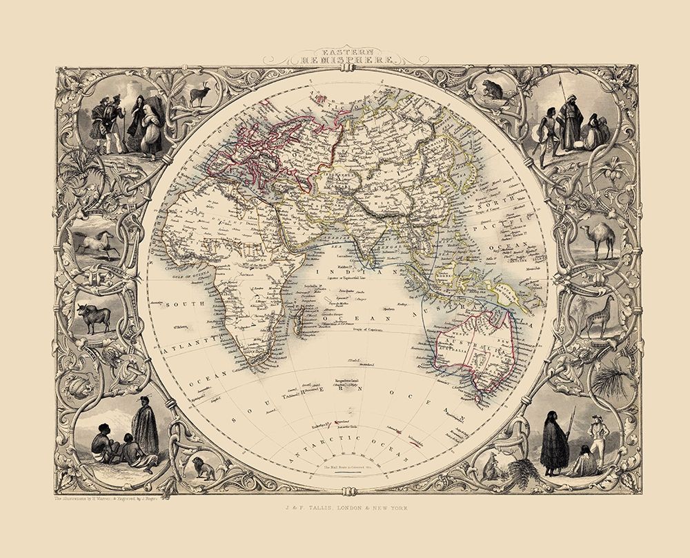 Eastern Hemisphere - Tallis 1851