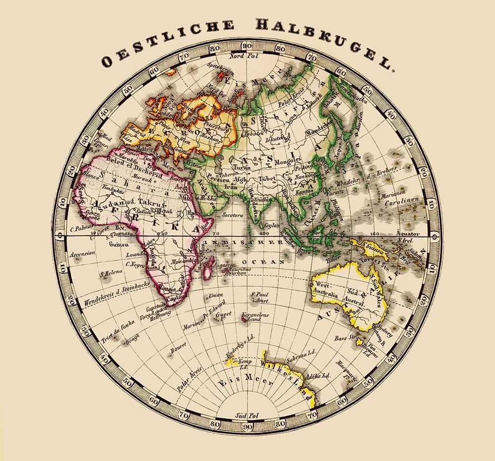 Eastern Hemisphere - Stieler 1852