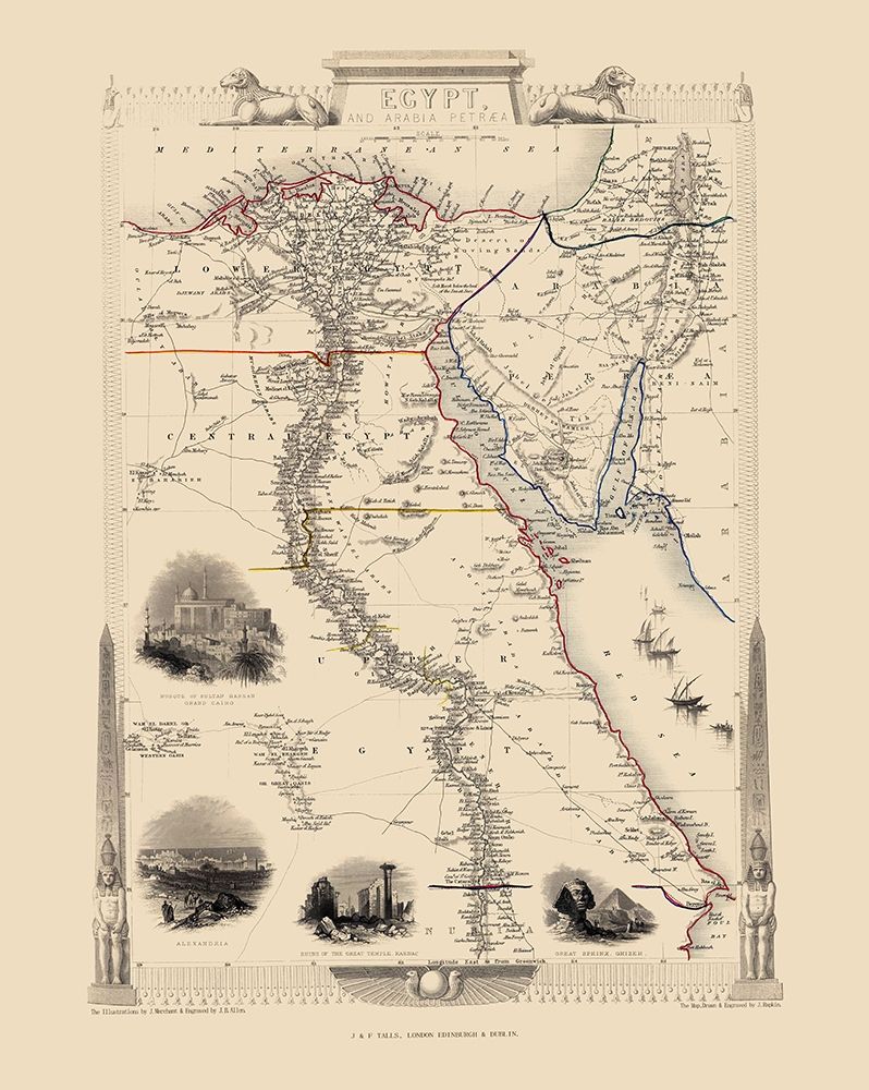 Middle East Egypt Arabia Peninsula - Tallis 1851