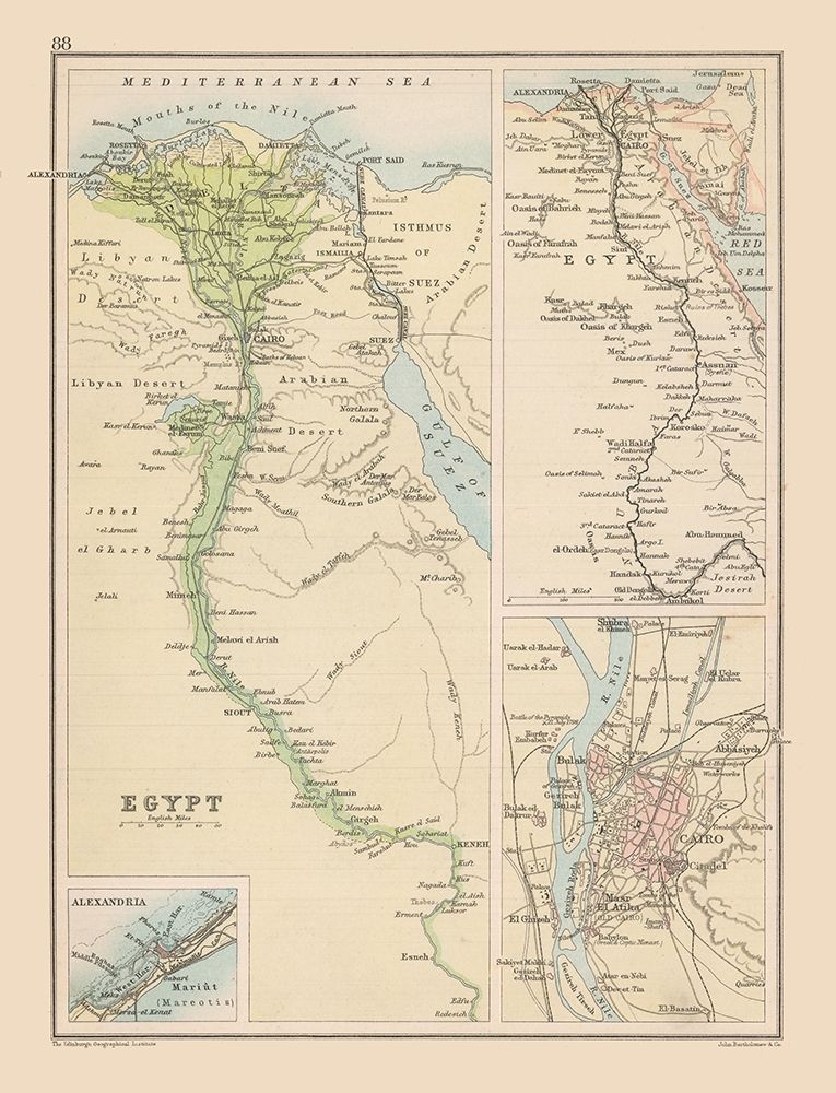 Africa Egypt - Bartholomew 1892
