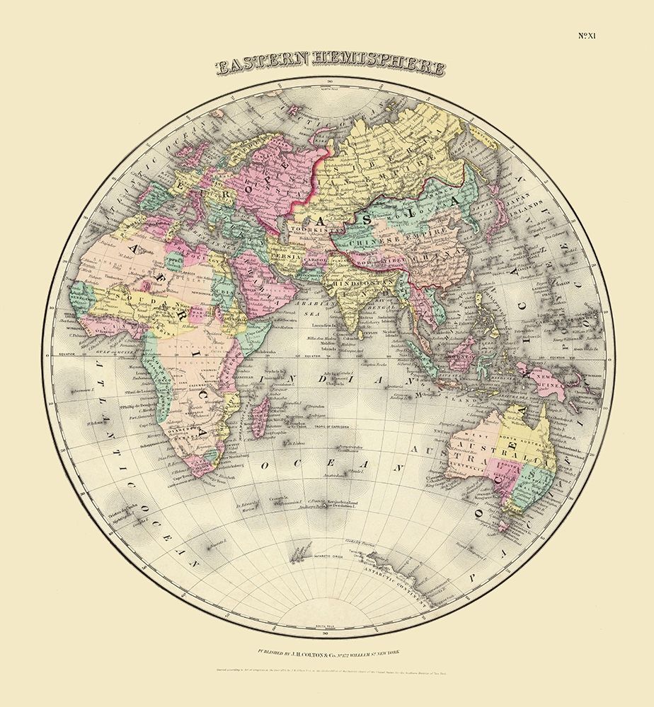 Eastern Hemisphere - Colton 1855