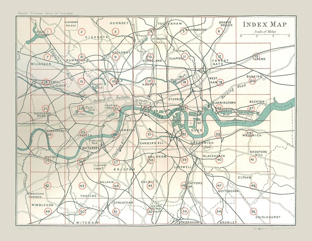 Index Atlas of London England - Philip 1902