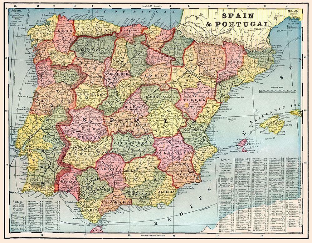 Iberian Peninsula Spain Portugal - Cram 1898