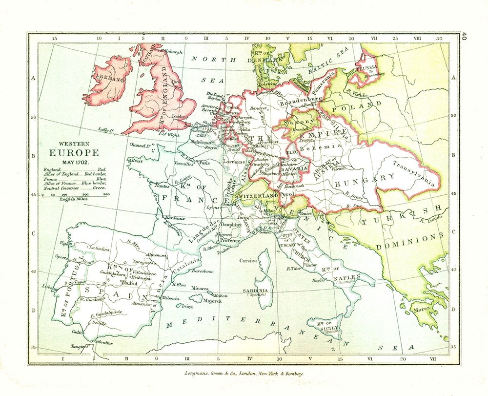 Western Europe 1702 - Gardiner 1902