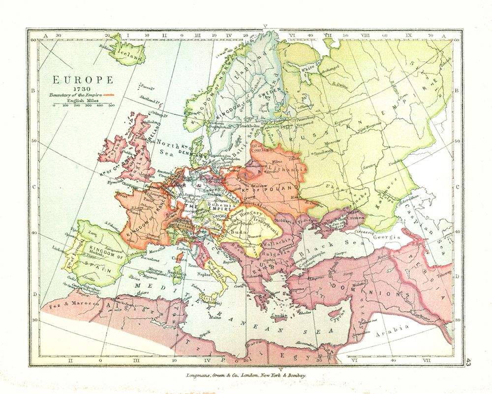 Europe 1730 - Gardiner 1902