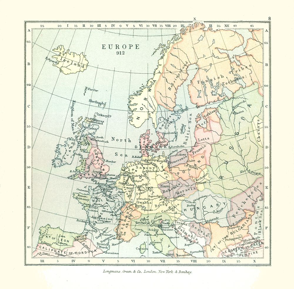 Europe in 912 - Gardiner 1902