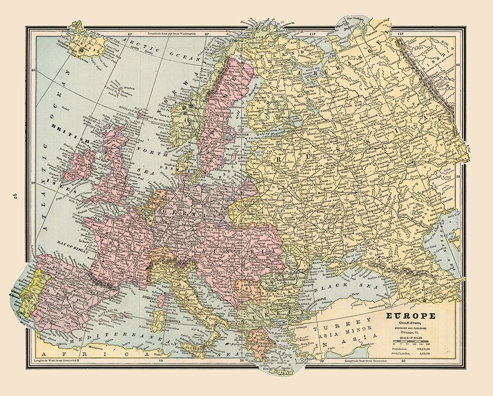 Europe - Cram 1888