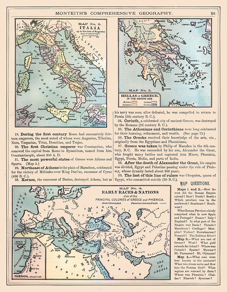 Europe Italy Greece - Monteith 1882