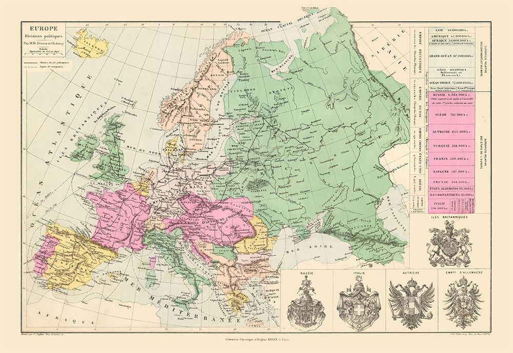 Europe Political Divisions - Drioux 1882