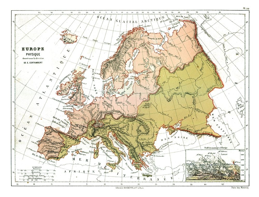 Physical Europe - Cortambert 1880