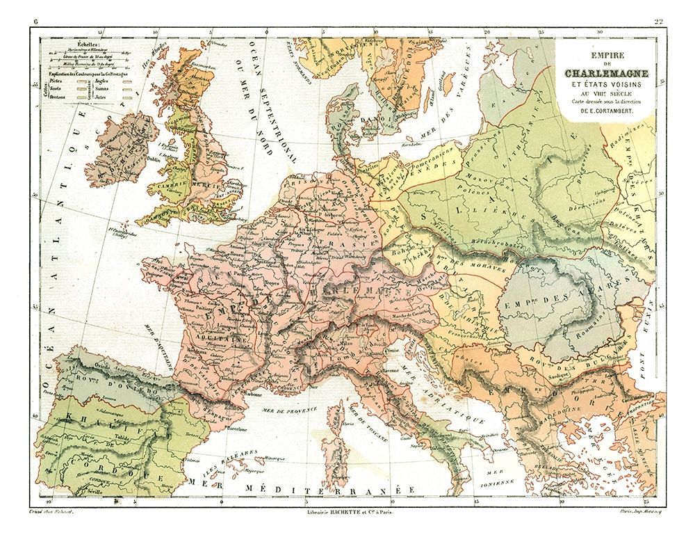 Charles the Great Empire Europe - Cortambert 1880