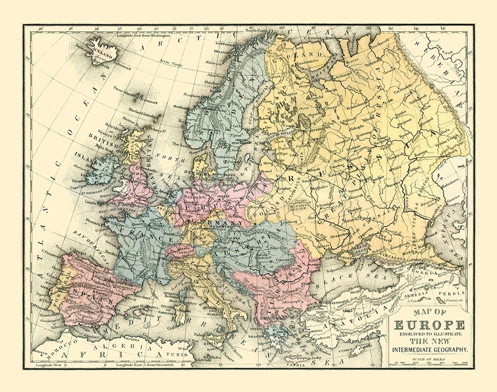 Europe - Mitchell 1869