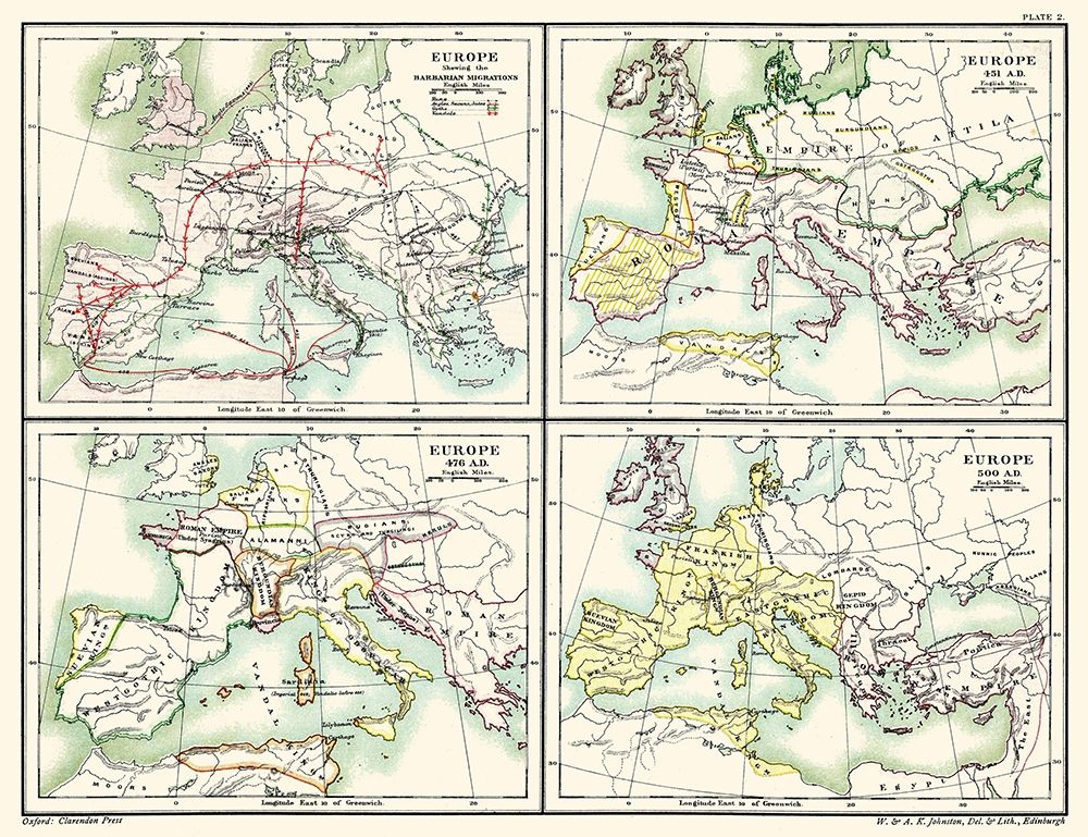 Europe Barbarian Migrations 451 AD-500 AD
