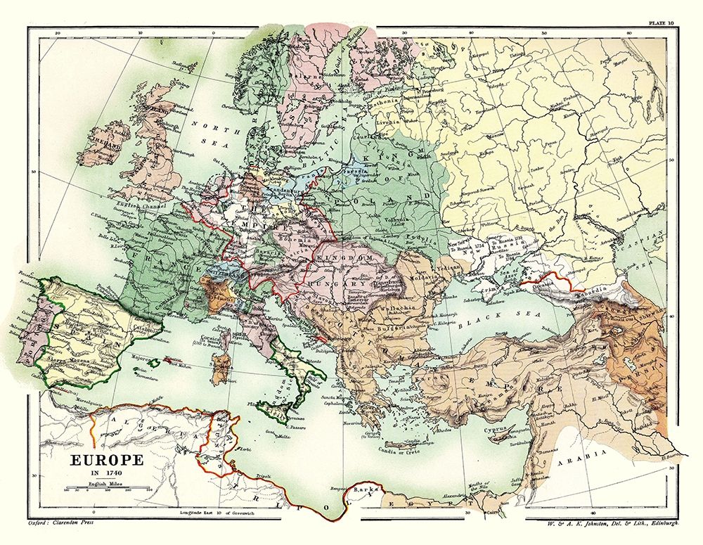 Europe 1740 - Poole 1902