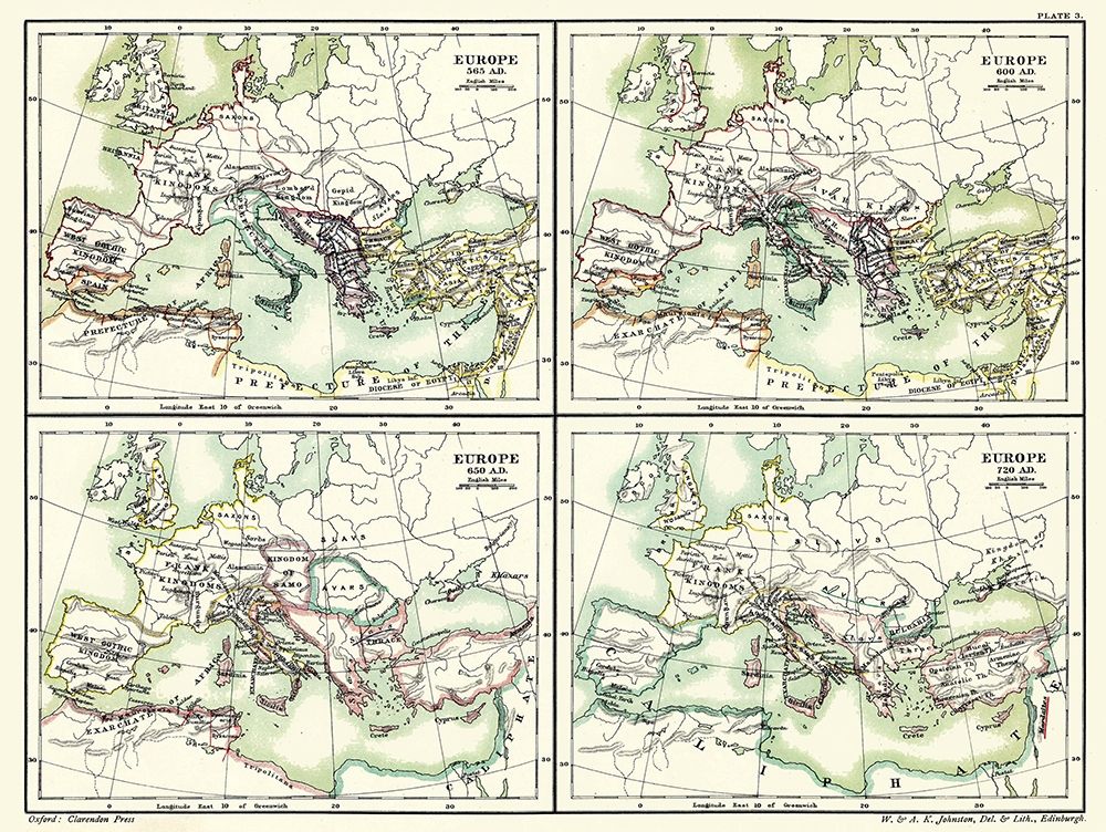 Europe 565 AD-720 AD - Poole 1902