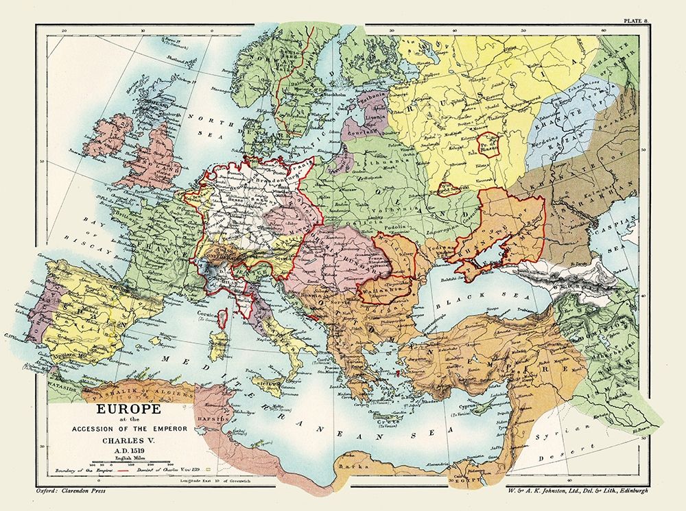 Europe Charles V 1519 AD - Poole 1902
