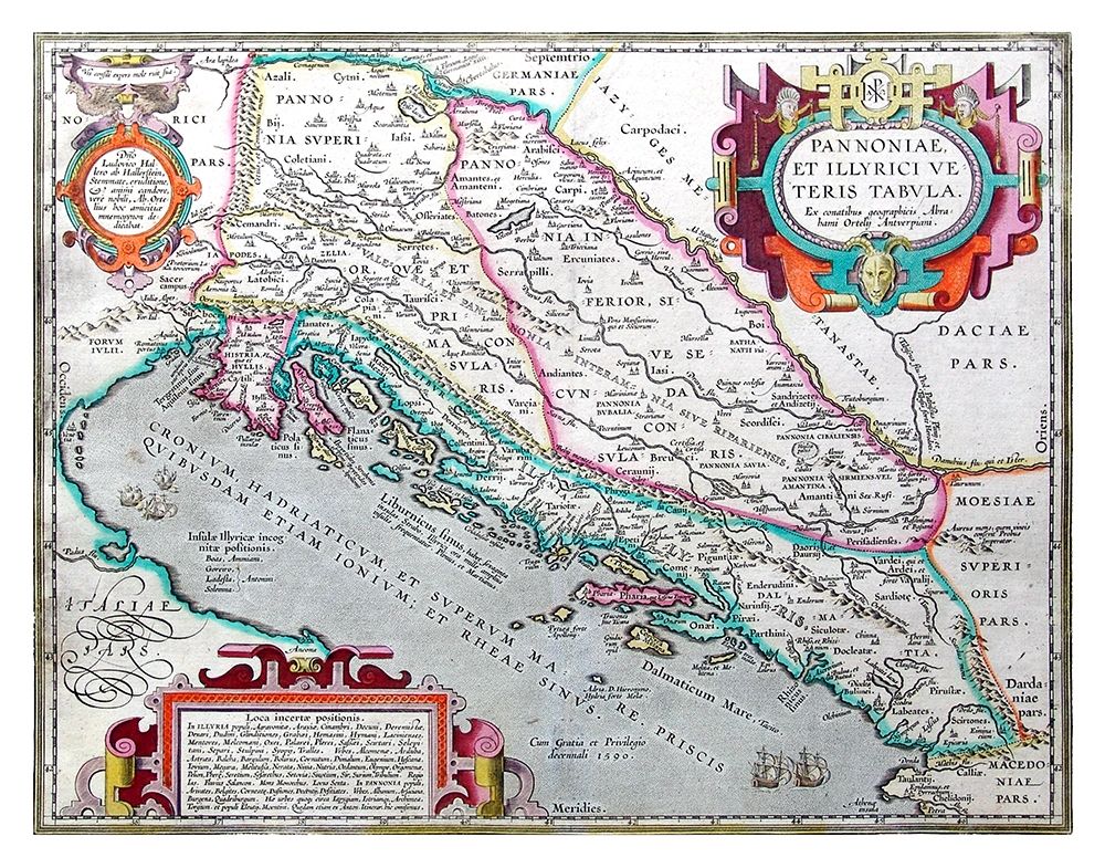 Europe Pannonia Illyricum - Ortelius 1570