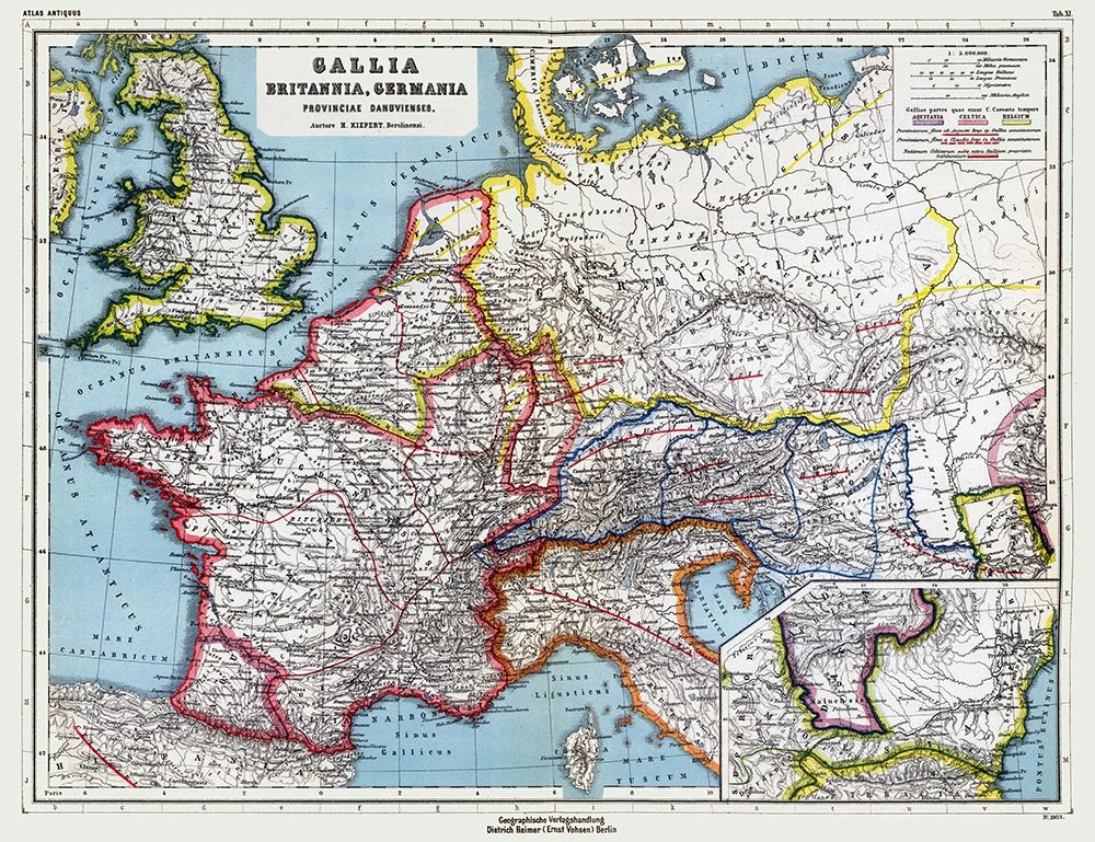 Europe Gallia Britannia Germania - Kiepert 1903