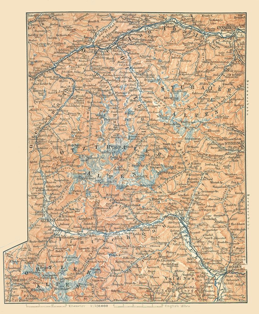 Europe Mountains Austria Italy - Baedeker 1896