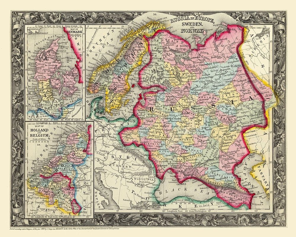 Russia in Europe Sweden Norway - Mitchell 1860