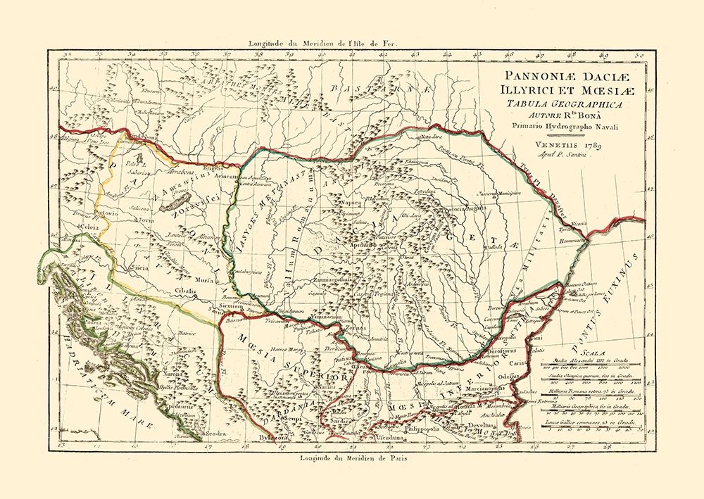 Illyricum Pannonia Moesia Dacia Provinces - Santini 1794