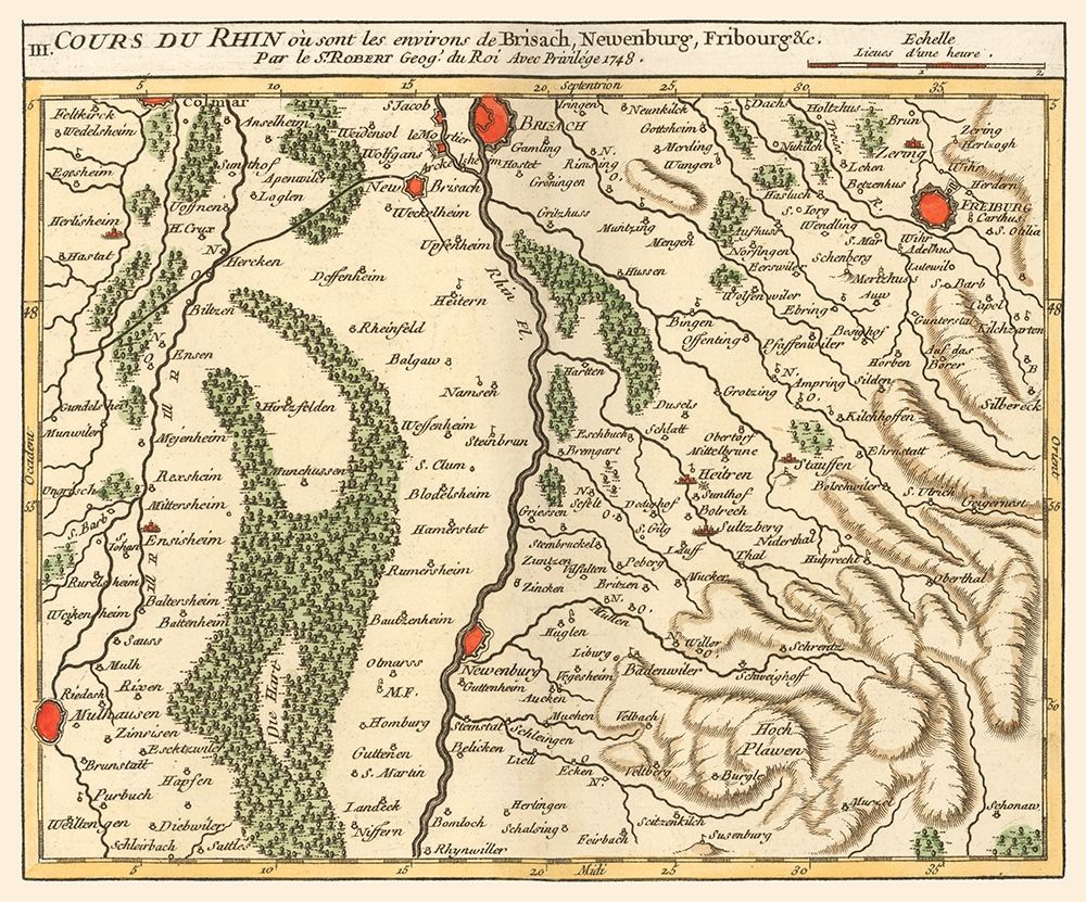 Rhine River Brisach Nuremberg Fribourg - Robert 1748