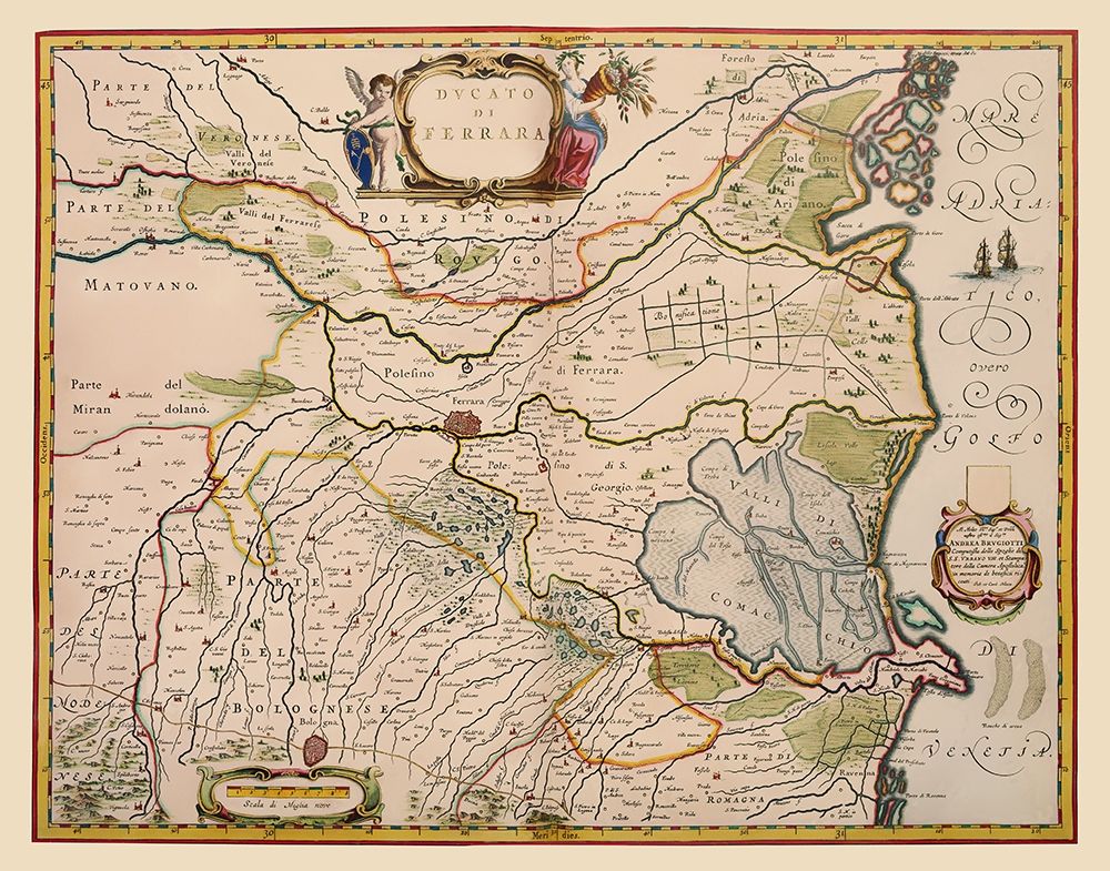 Ferrara Region Italy - Blaeu 1640