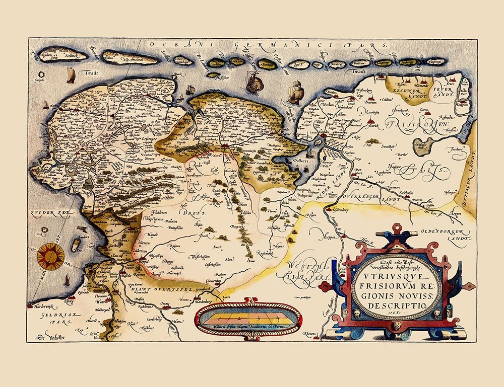 Friesland Area Netherlands - Ortelius 1574